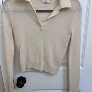 100% Cashmere Wilfred Cream V-Neck Sweater
